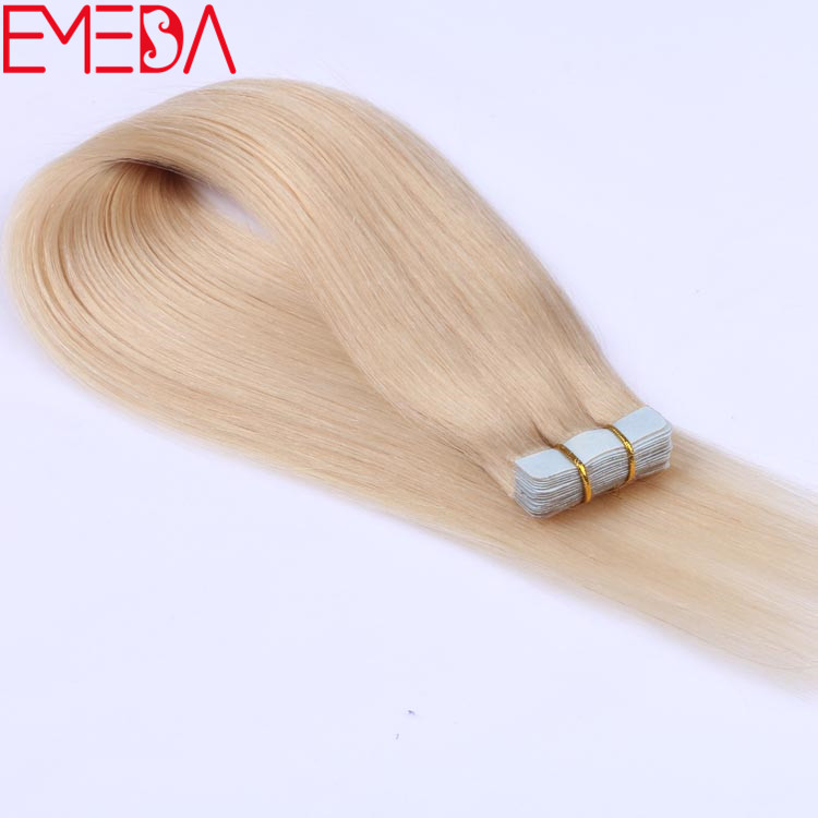 White blonde color 60 virgin cuticle tape human hair extensions suppliers EMEDA yj275